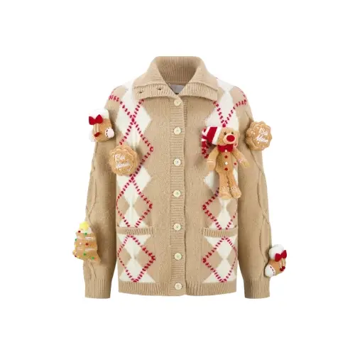 13DE MARZO Christmas Bear Gingerbread Cardigan