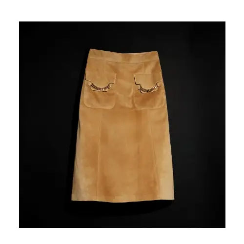 GUCCI Suede skirt with chain detail
