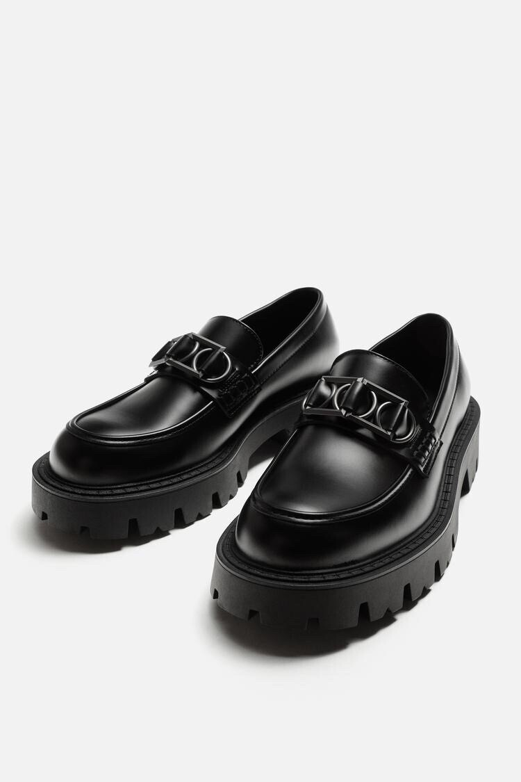ZARA CHUNKY MOCCASIN WITH METALLIC APPLIQUÉ