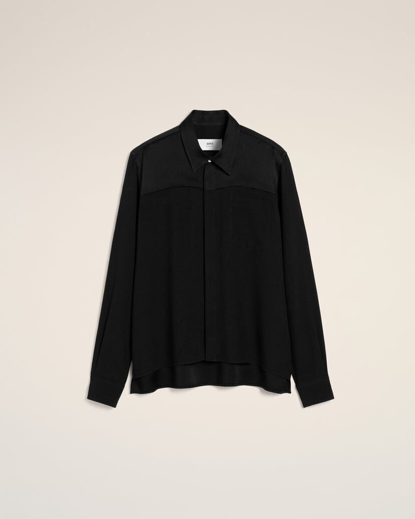 AMI PARIS ブラック コントラストトップ ロングスリーブ シャツ