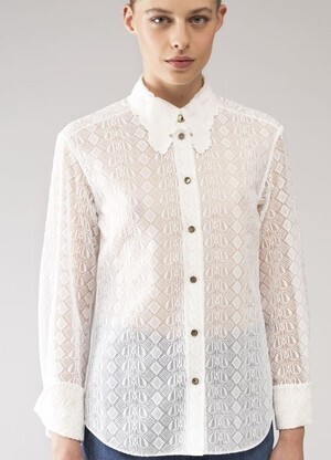Chloé アールデコ刺繍入り シルク ブラウス