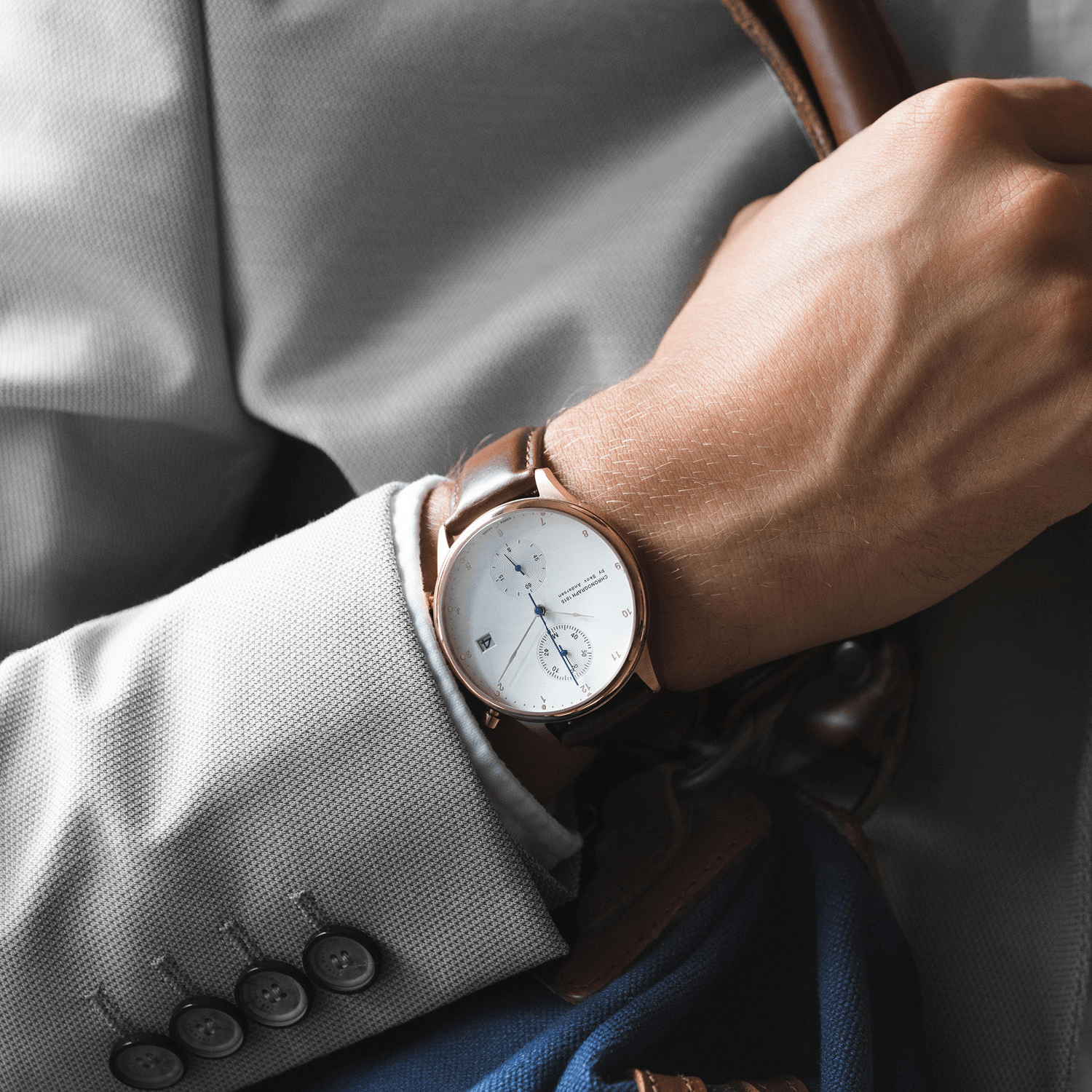 About Vintage 1815 Chronograph, Rose Gold / White (茶色 レザーベルト付き)
