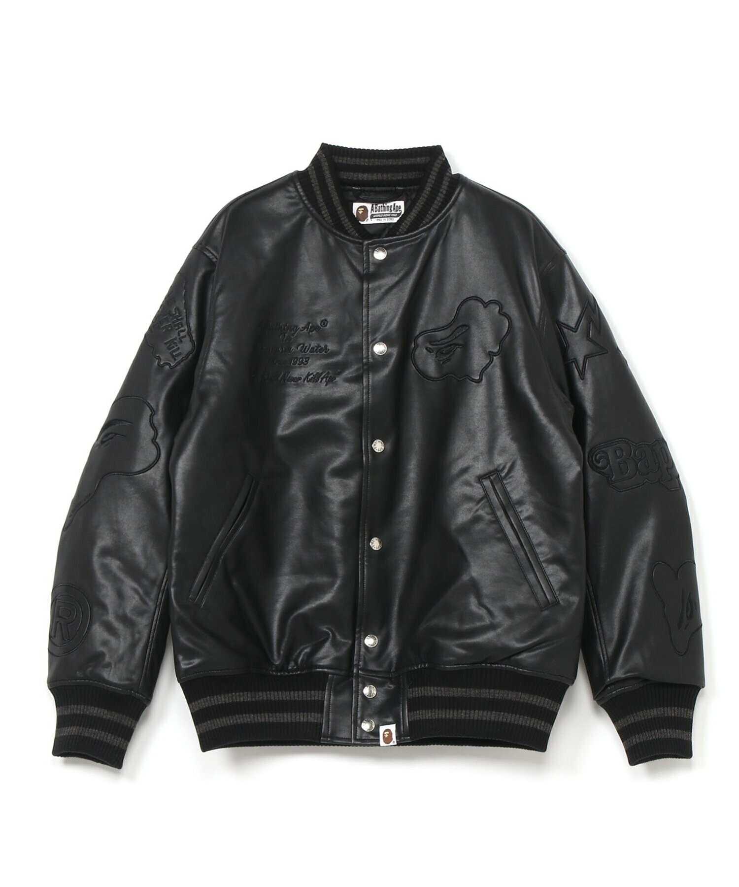 A BATHING APE Multilogo varsity jacket