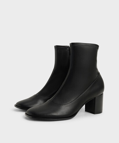 CHARLES & KEITH ブロックヒール サイドジップブーツ