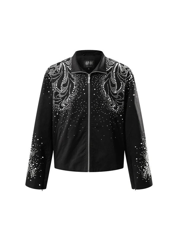 THE BOY HAS NO PATIENCE LUMINOUS DAWN PEARL RHINESTONE ZIP JACKET