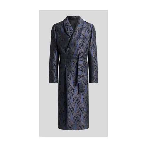 ETRO メタリック ペイズリーモチーフ シェニール ジャカード ローブコート