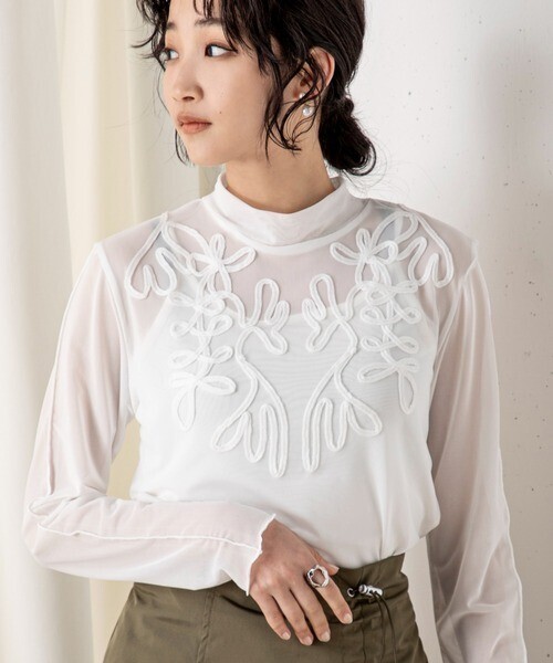 Million Carats 【STYLE4】テープ刺繍シアーカットソー