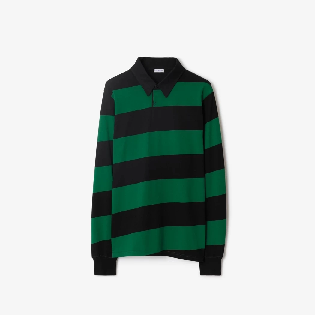 BURBERRY ロングスリーブ ストライプ コットンポロシャツ