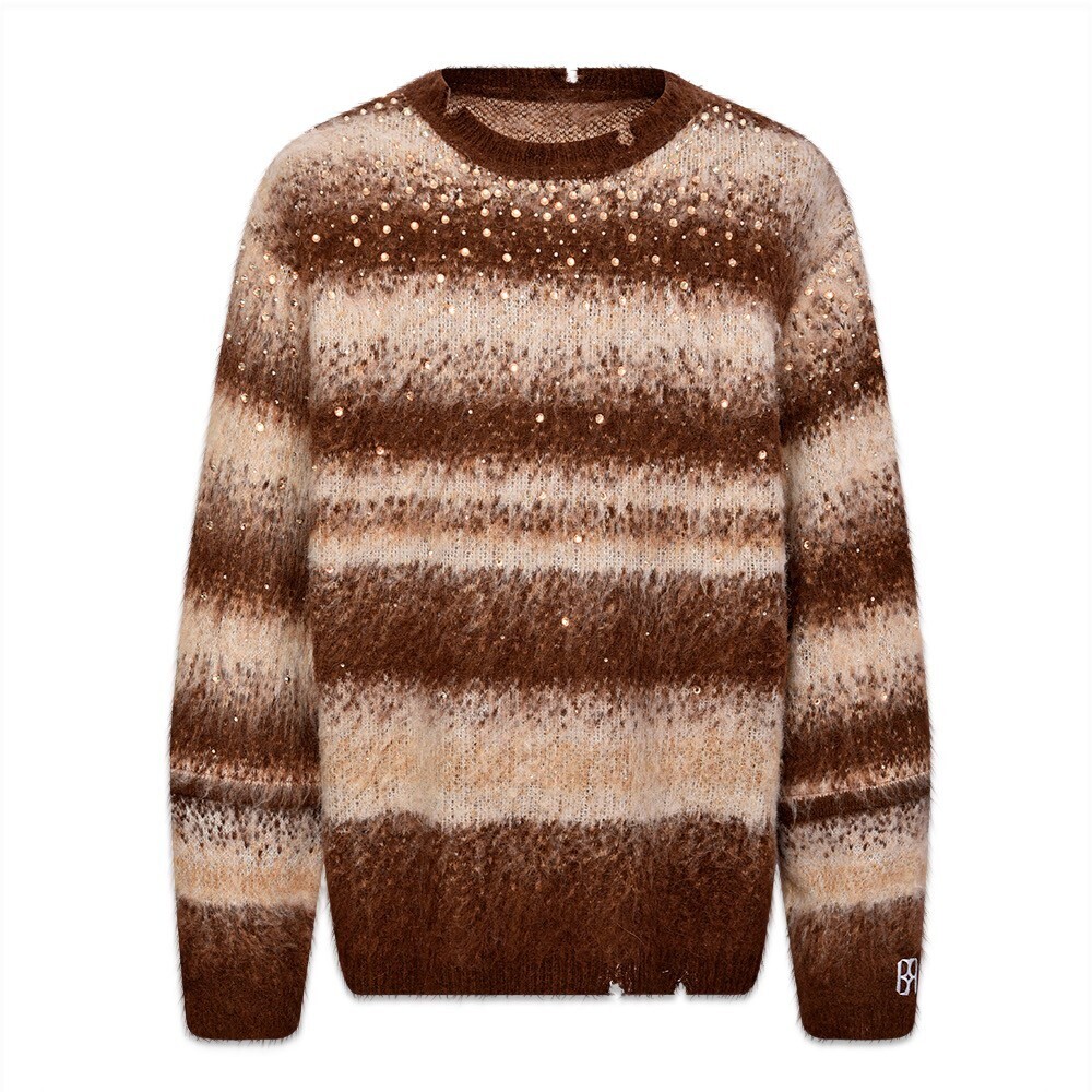 BIRTH OF ROYAL CHILD Rhinestone Encrusted Mohair Blend Sweater