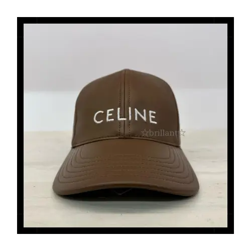 CELINE LOGO LEATHER BASEBALL CAP