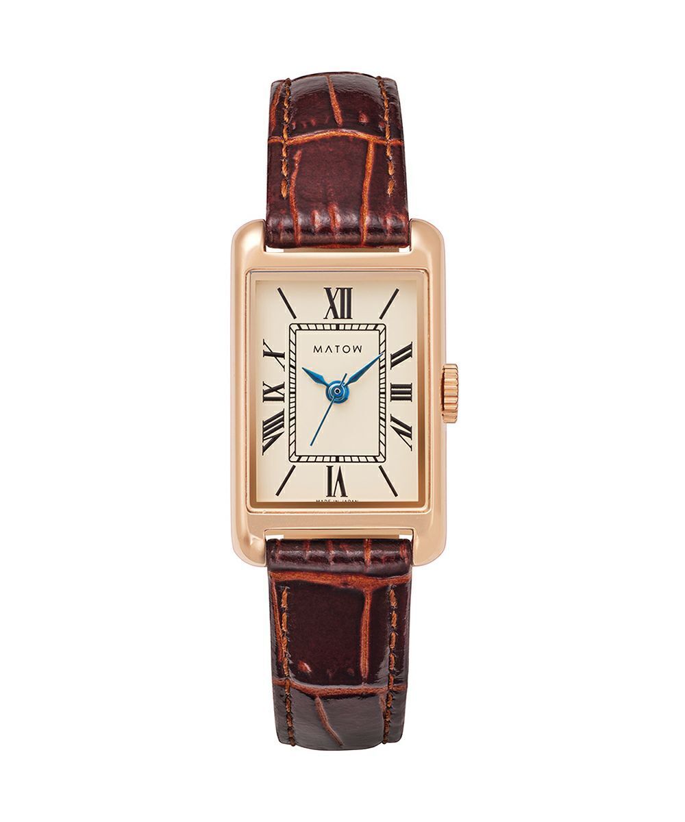 MATOW TSUKI 朧月 / SQUARE ROSE GOLD BROWN LEATHER