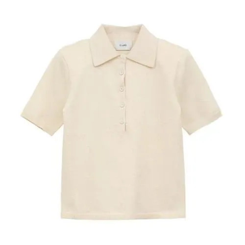 CLANE SHOULDER PADS POLO KNIT TOPS
