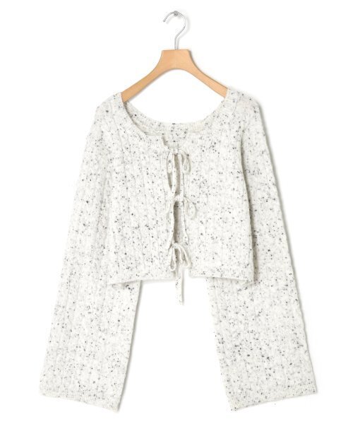 w closet カラーネップケーブル前リボンカーディガン