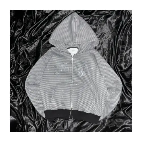 Younger Song Universal logo rhinestone zip hoodie