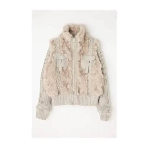 LAGUA GEM CABLE KNIT FAUX FUR ブルゾン