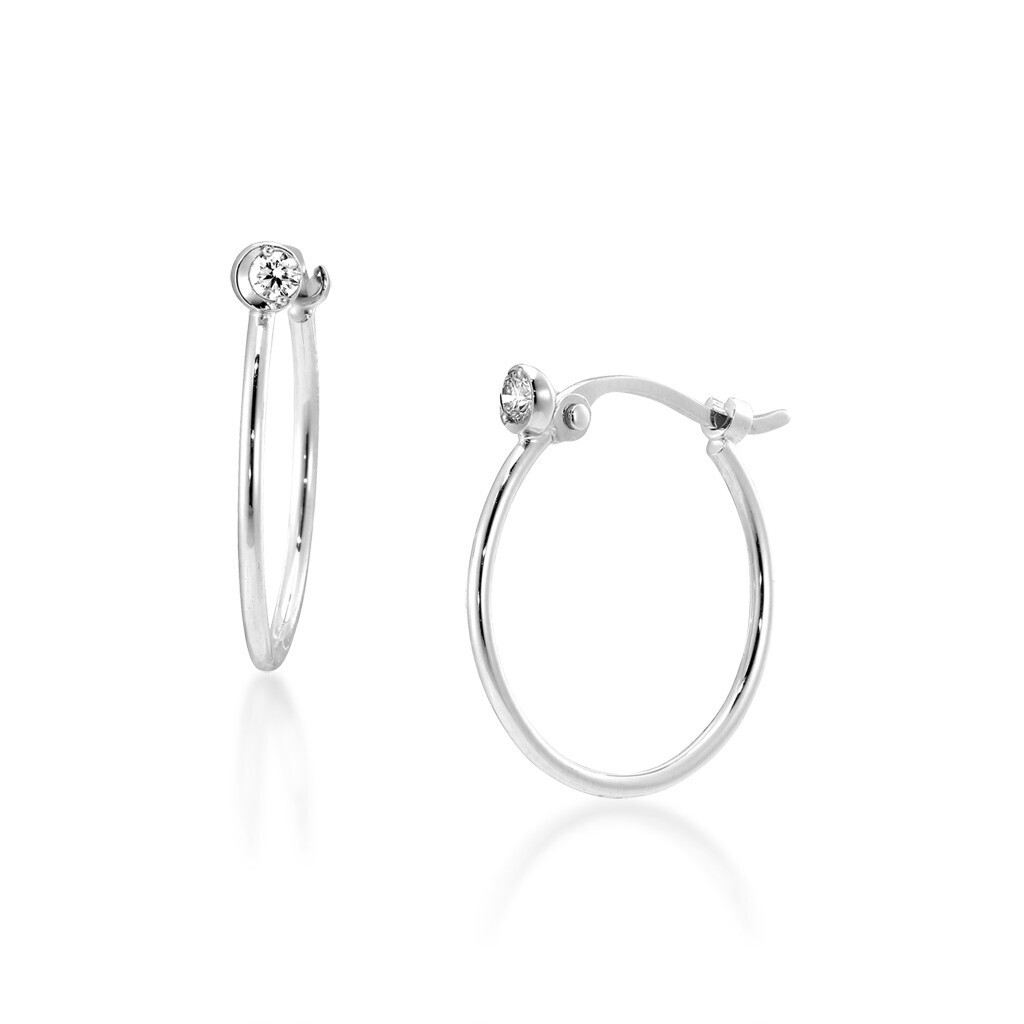 STAR JEWELRY K18 ピアス MOON SETTING DIAMOND HOOP PIERCED EARRINGS