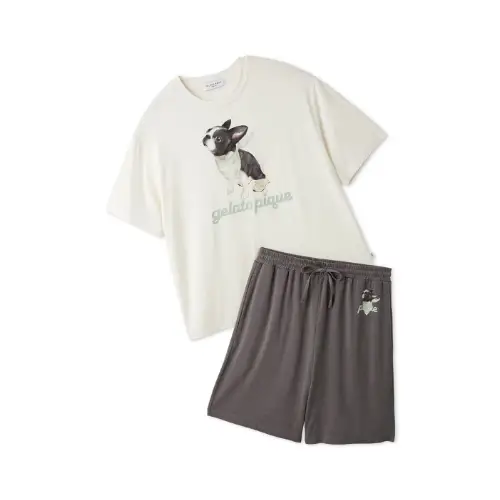Gelato pique レーヨンボストンテリアワンポイントTシャツ&ハーフパンツセット