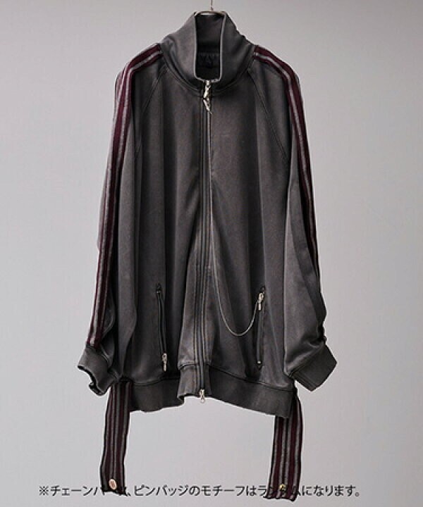 BODYSONG. PIGMENT-DYED DISTRESSED TRACK JACKET