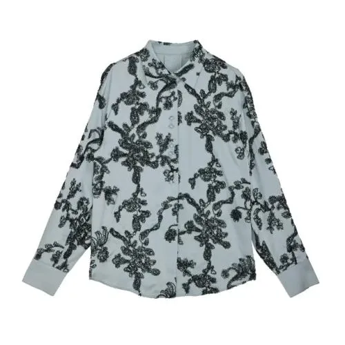 Ameri VINTAGE MOLE YARN EMBROIDERY SATIN SHIRT