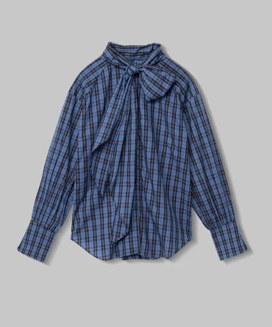 o0u BOWTIE CHECK BLOUSE