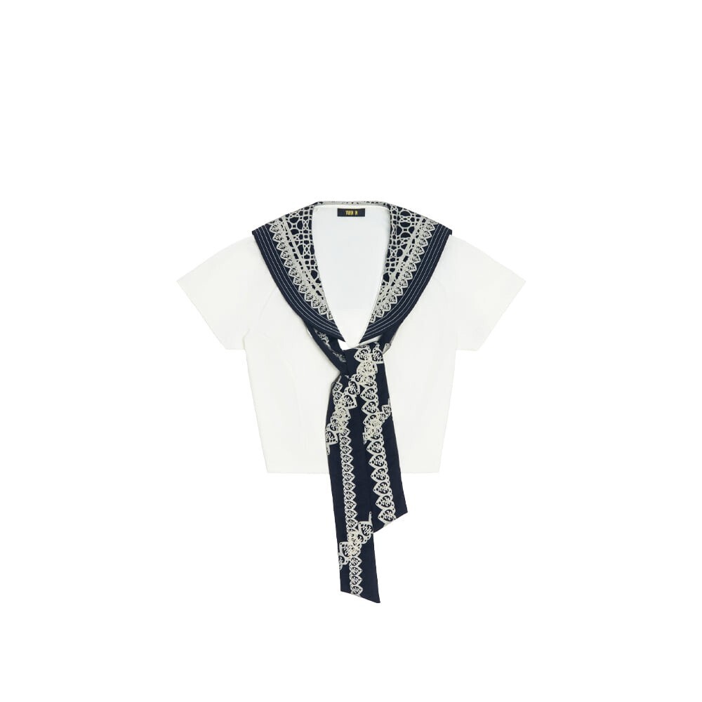 YUEQI QI SAILOR SCARF TOP - WHITE