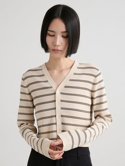 MIESROHE オーガニックRIBショートニットカーデ