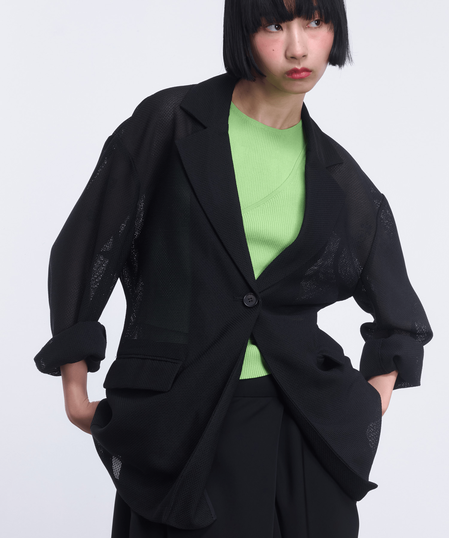 LAEMUSE MESH WAIST FITTED JACKET