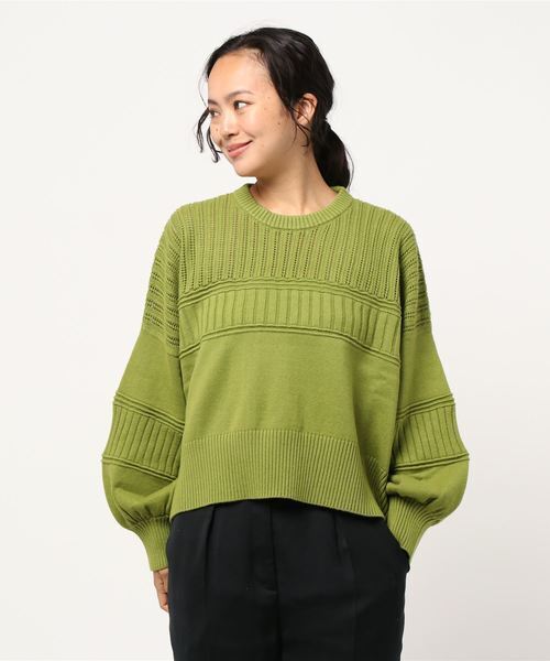 LADYMADE リブ切替BIGニットプルオーバー