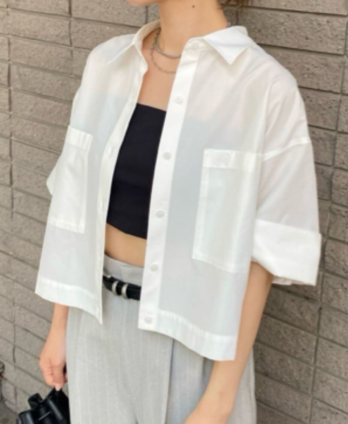 Mila Owen クロップドハーフスリーブシャツ