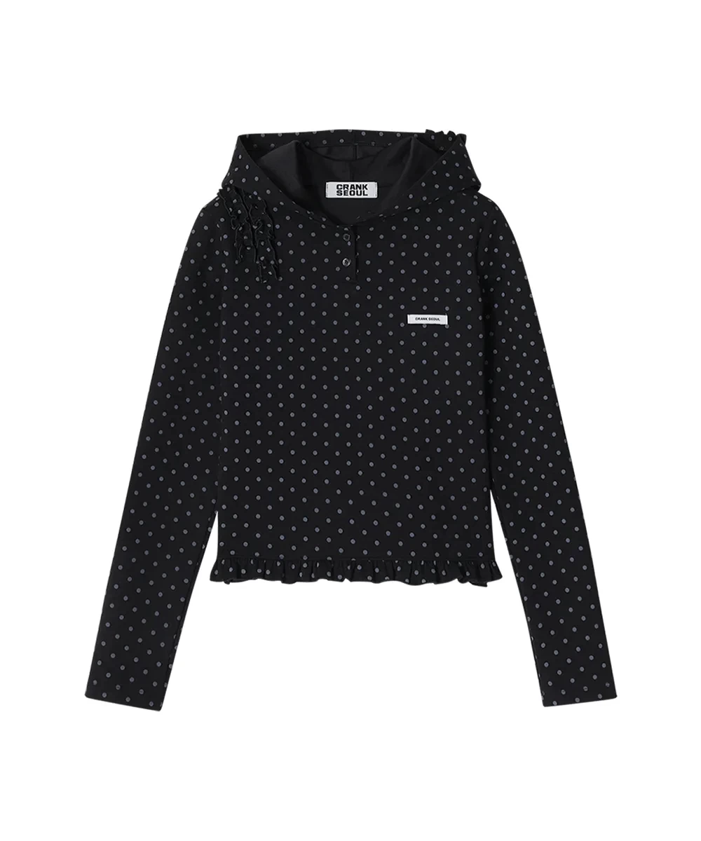 CRANK Dot Frill Hoodie_Black